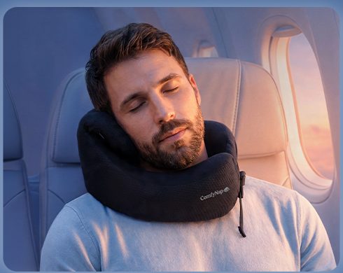 Head tilted to one side onto the pillow's support